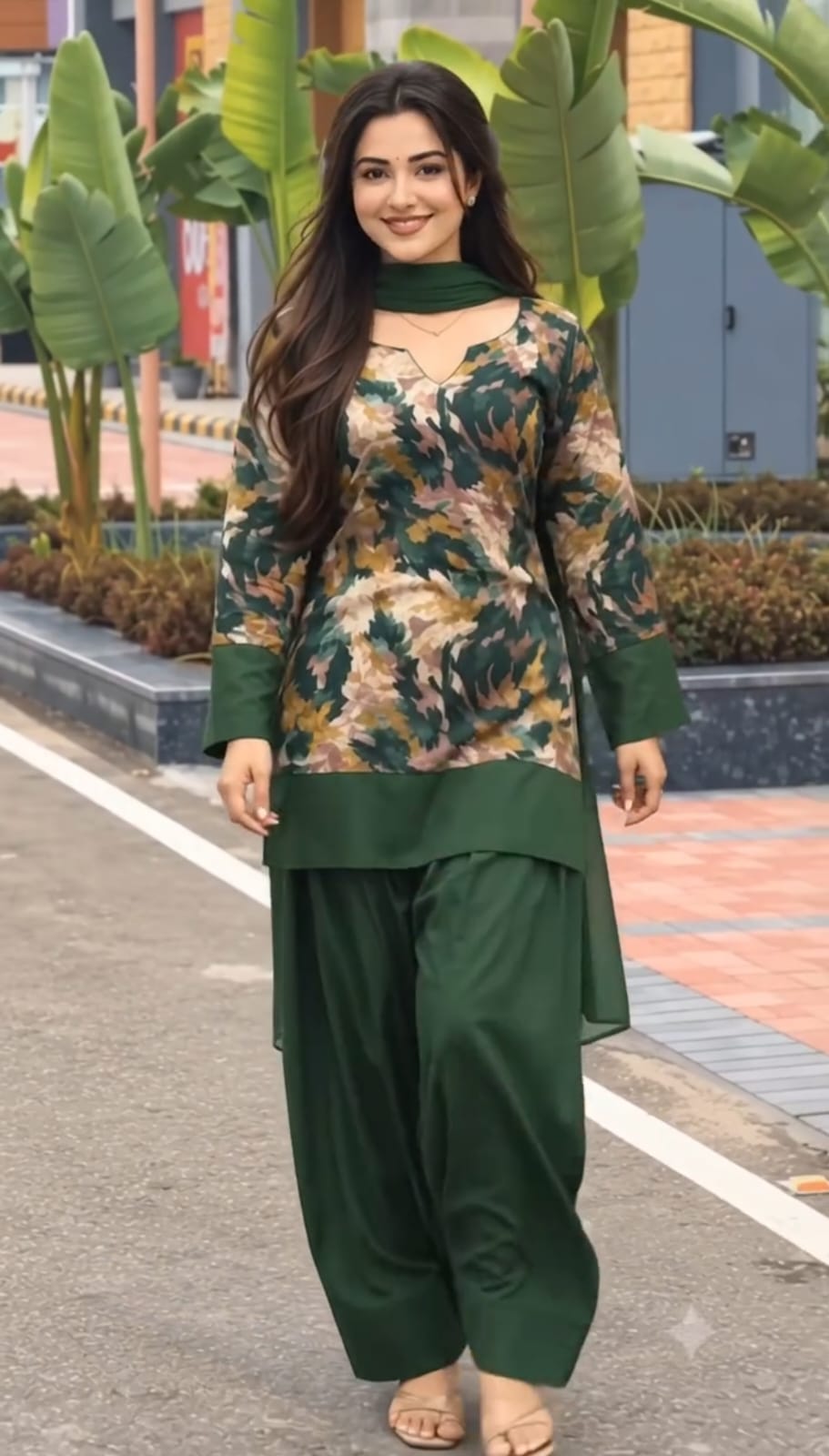 Farsshi 3 Pace  Print Crape Co-Ord set for women