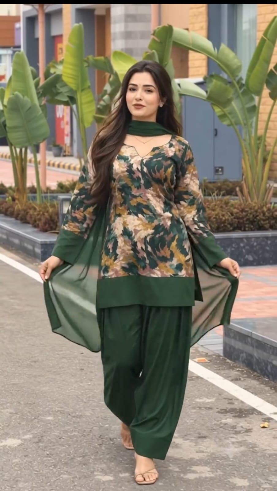 Farsshi 3 Pace  Print Crape Co-Ord set for women