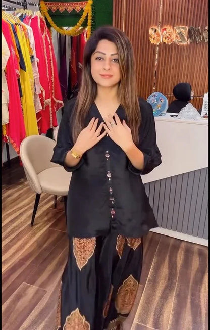 Black Royale Ethnic Palazzo Ensemble