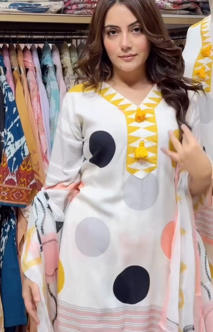 Pink Off White & Black Farshi Salwar Suit