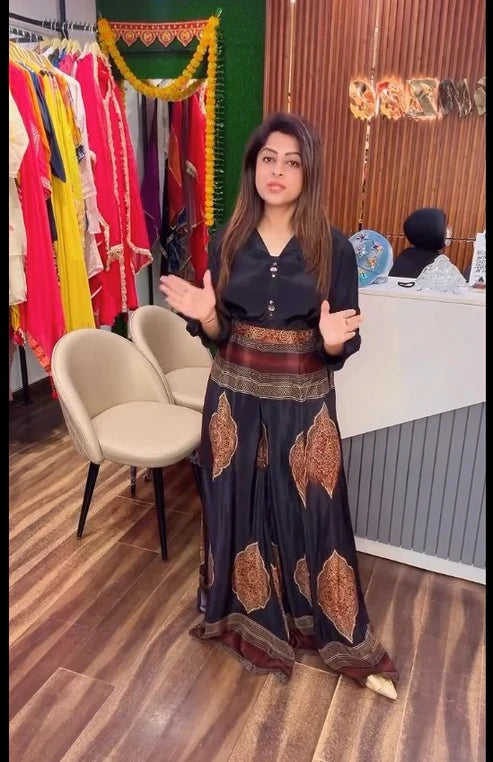 Black Royale Ethnic Palazzo Ensemble