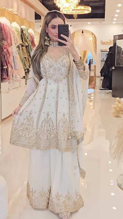 Premium Designer Party Wear Top-Plazzo with Dupatta