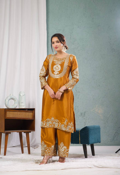 Heavy Embroidered Chinnon Silk Set