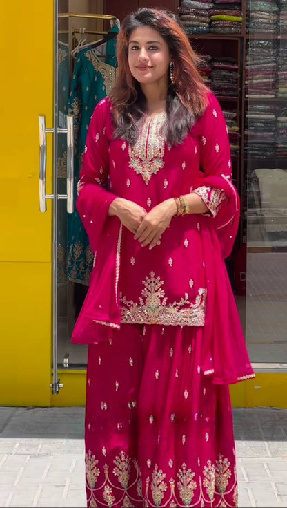 Premium Chinon Silk Party Wear with Dupatta