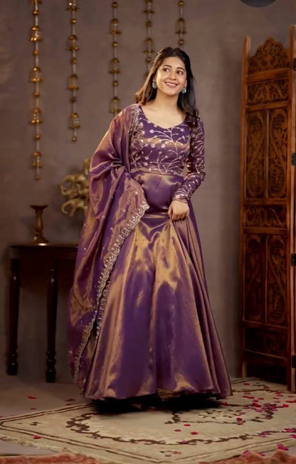 Heavy Cosmos Silk Embroidered Anarkali Suit | Festive Party Wear