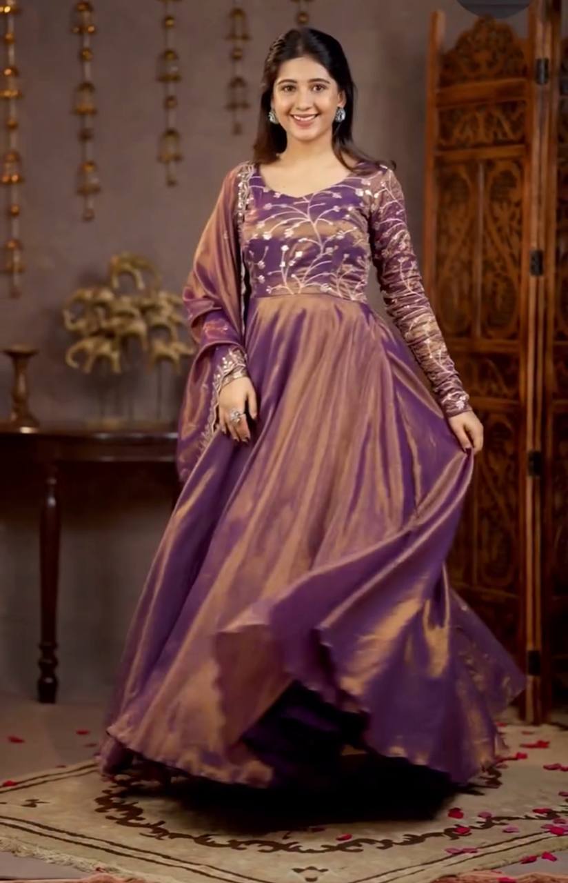 Heavy Cosmos Silk Embroidered Anarkali Suit | Festive Party Wear