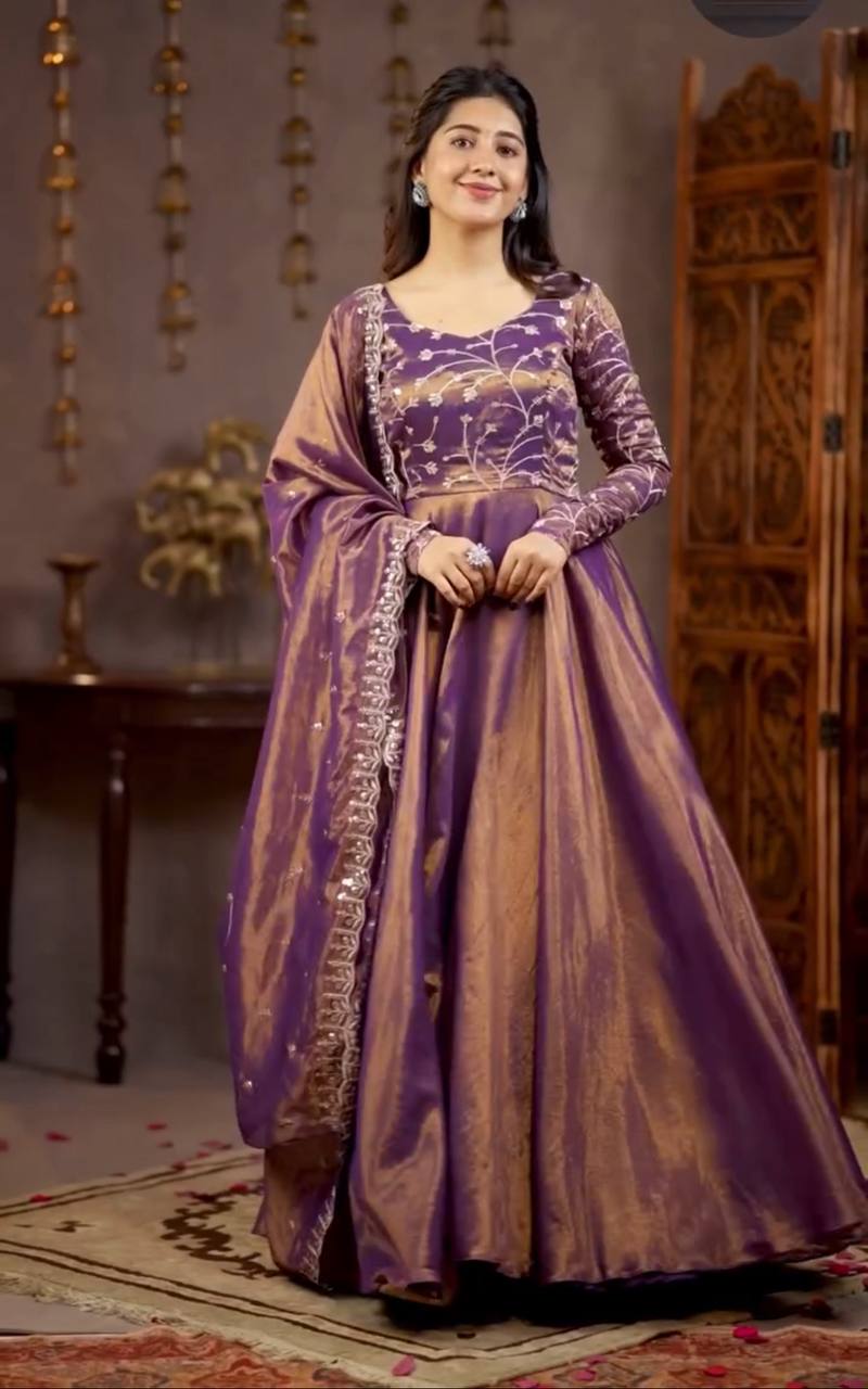Heavy Cosmos Silk Embroidered Anarkali Suit | Festive Party Wear