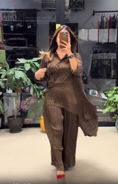 Zoya Mocha Flare Palazzo Set