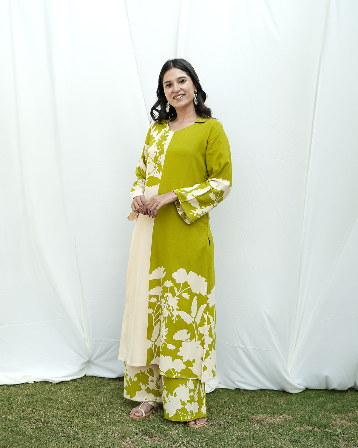 Two-Tone Green Kurti Set