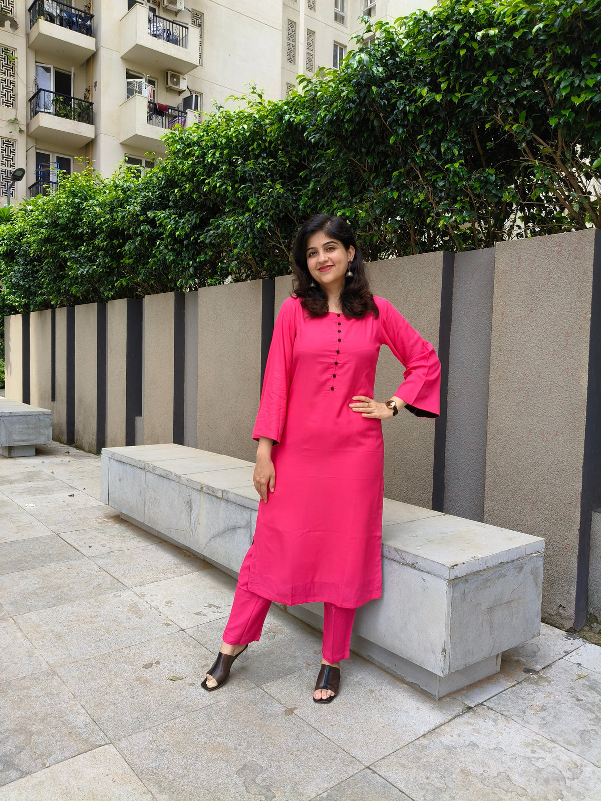 VASTRAMANIAA 3/4th Sleeve Kurta & Pant Set | Elegant Ethnic Wear for Women