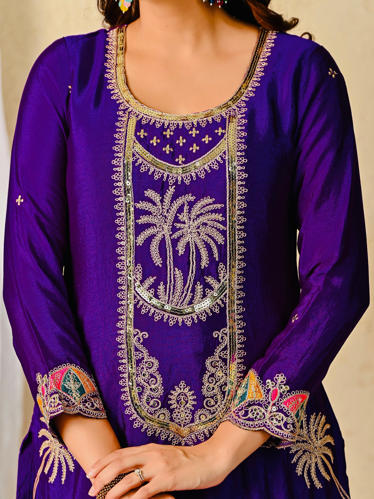Premium Chinnon Silk Embroidered Party Wear Suit