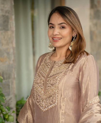 Premium Designer Embroidered Top,Pant Set with Dupatta-NF-(1243)