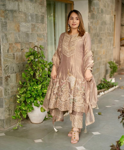 Premium Designer Embroidered Top,Pant Set with Dupatta-NF-(1243)