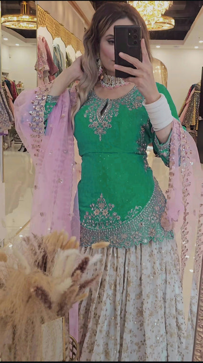 New Designer Chinon Silk Lehenga with Fancy Top & Dupatta-NF-(1242)