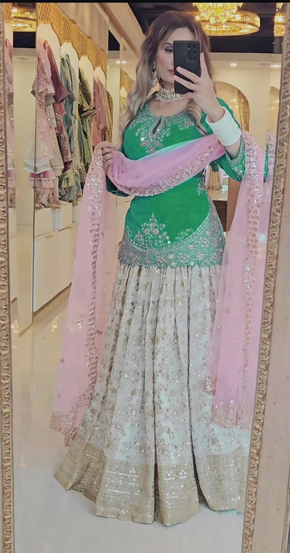 New Designer Chinon Silk Lehenga with Fancy Top & Dupatta-NF-(1242)