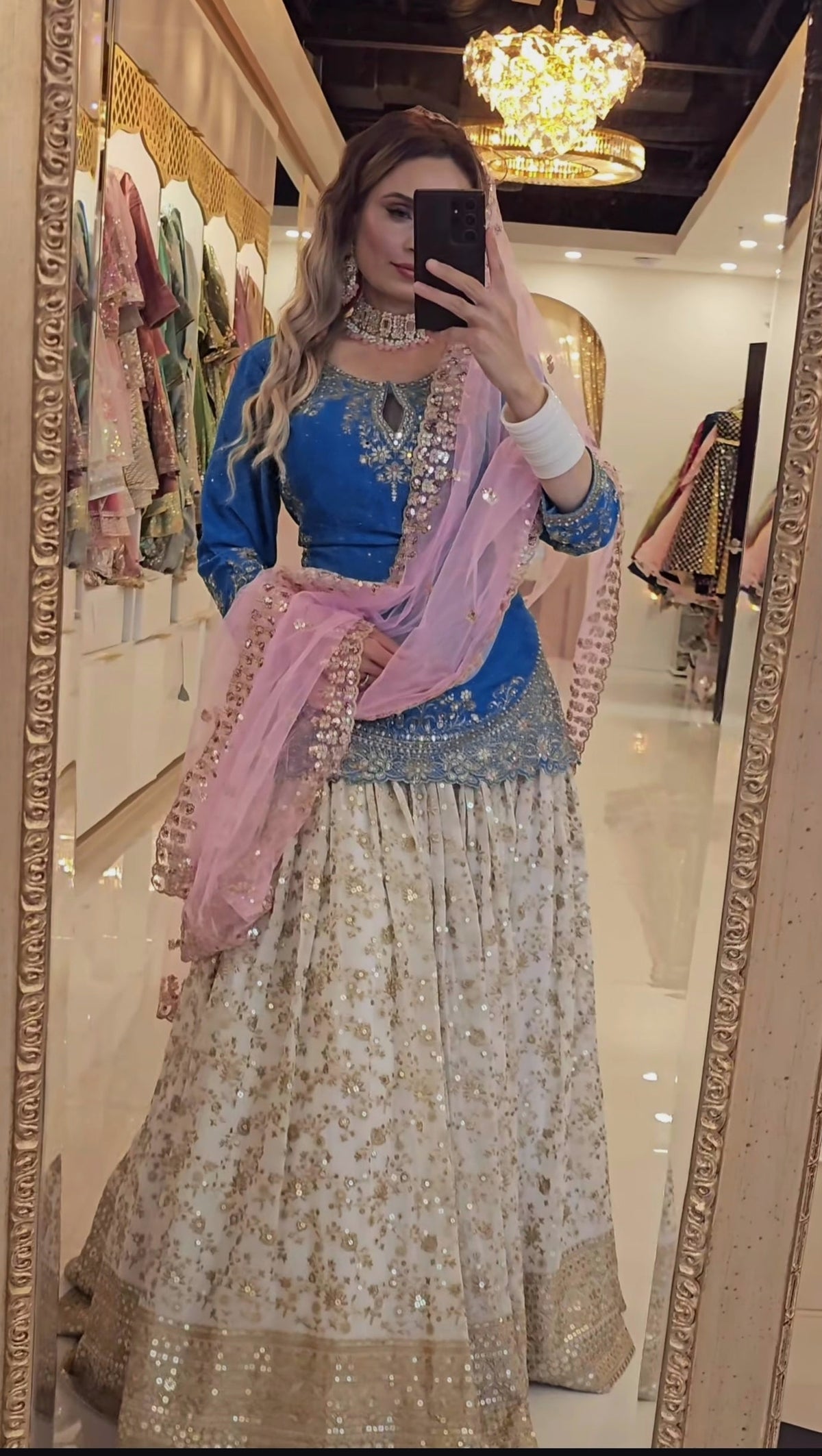New Designer Chinon Silk Lehenga with Fancy Top & Dupatta-NF-(1242)