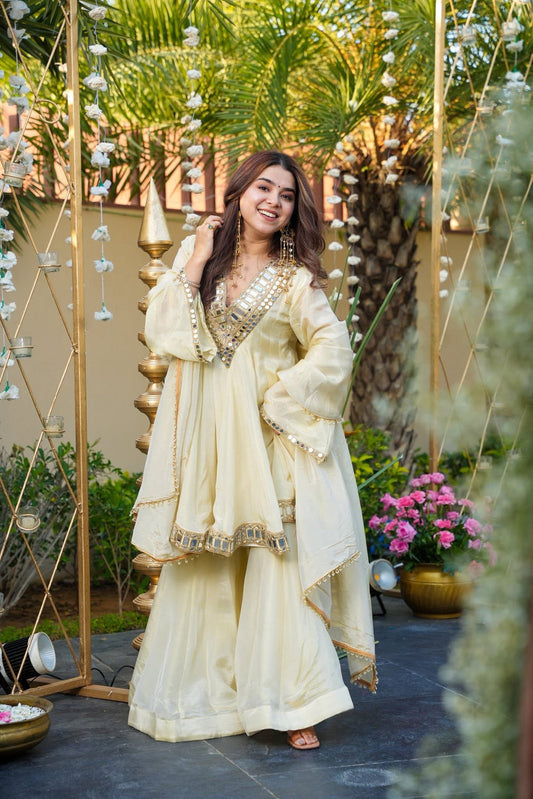 Women’s Party Wear Top Plazzo with Fancy Dupatta & Embroidery