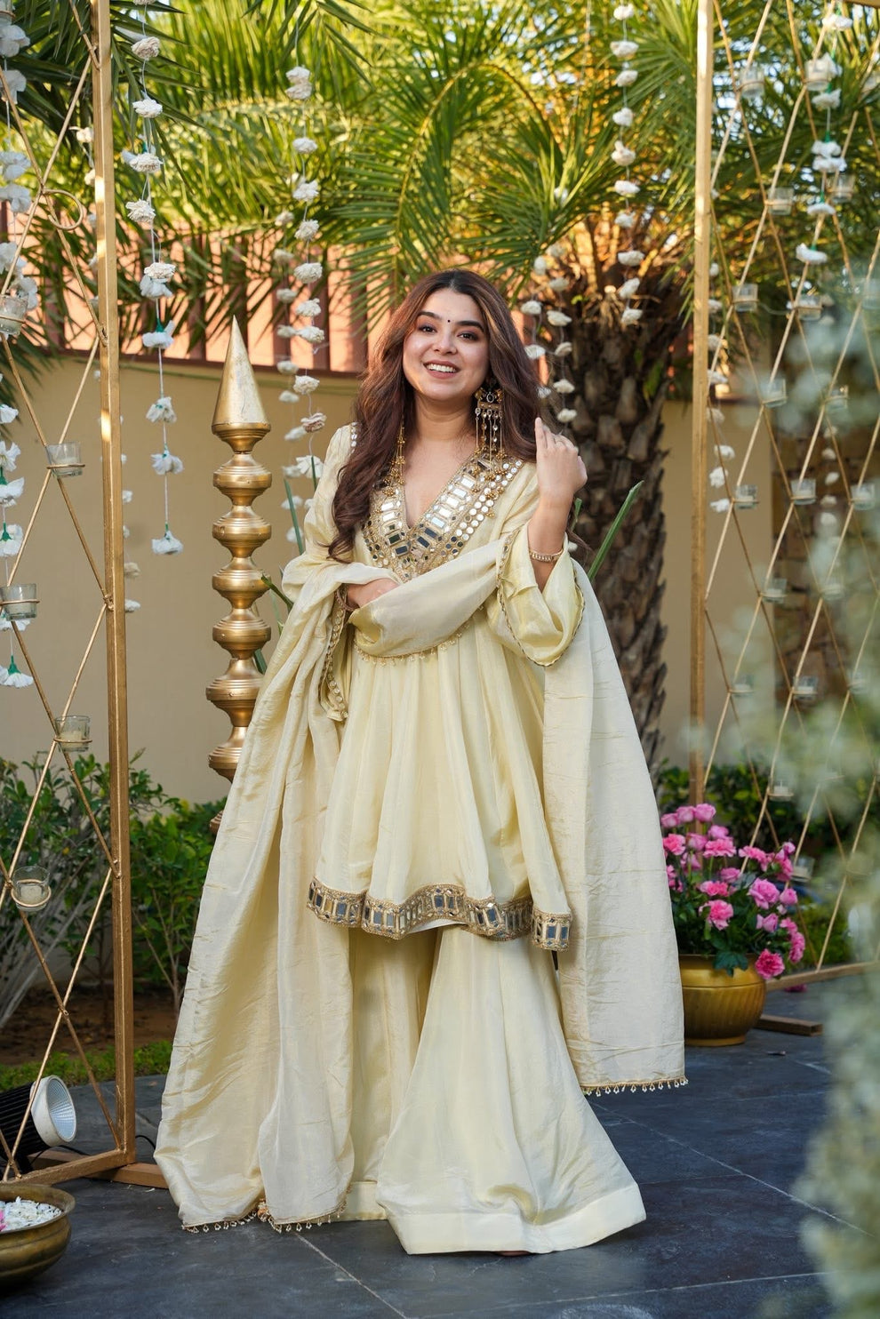 Women’s Party Wear Top Plazzo with Fancy Dupatta & Embroidery