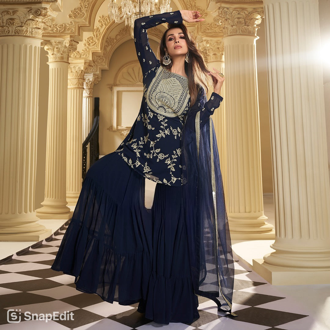 Designer Faux Georgette Sharara Palazzo Set-ND-5019
