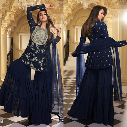 Designer Faux Georgette Sharara Palazzo Set-ND-5019