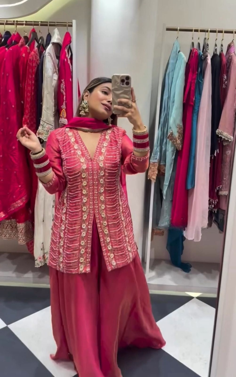 Designer Party Wear Top, Palazzo & Dupatta Set-MD-3068