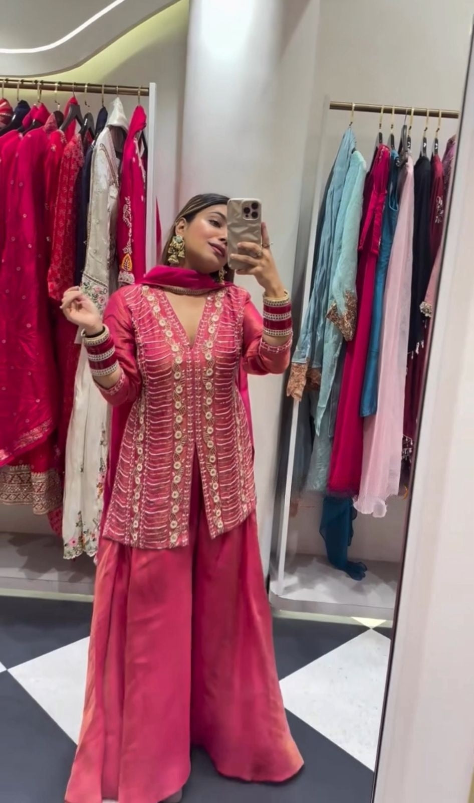 Designer Party Wear Top, Palazzo & Dupatta Set-MD-3068
