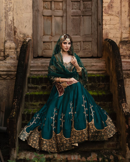 Party Wear Crepe Silk Lehenga with Organza Dupatta