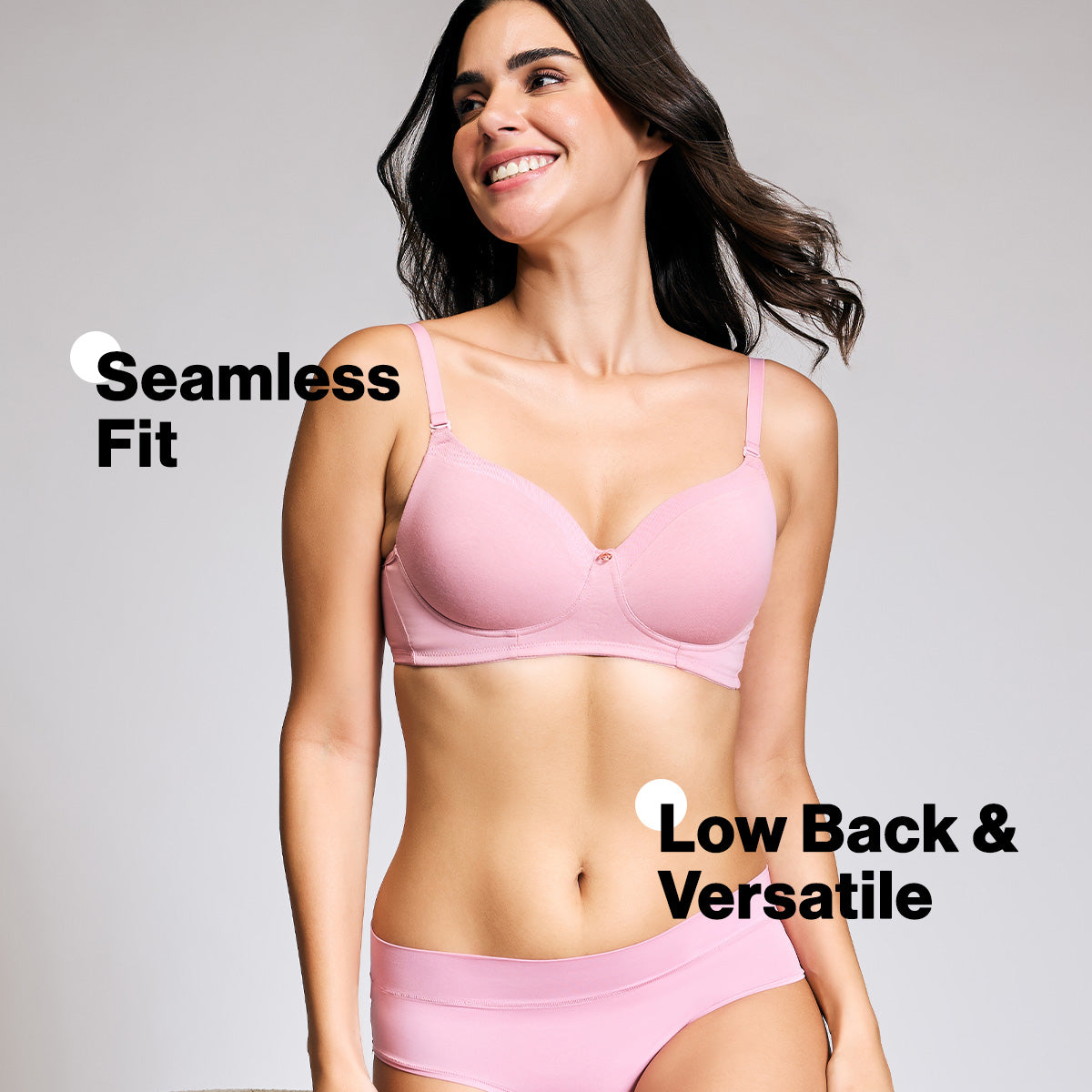 Nykd By Nykaa Iconic Cotton Low Back Padded Non-Wired 3/4th Coverage T-shirt Bra NYB252 Blush