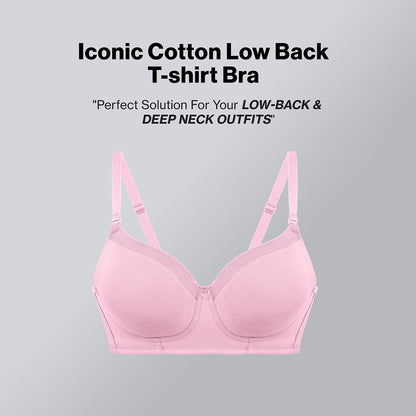 Nykd By Nykaa Iconic Cotton Low Back Padded Non-Wired 3/4th Coverage T-shirt Bra NYB252 Blush