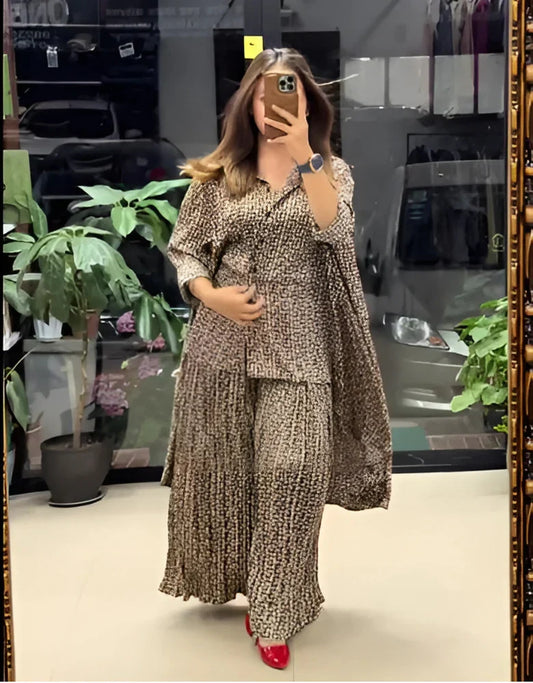 Zoya Mocha Flare Palazzo Set