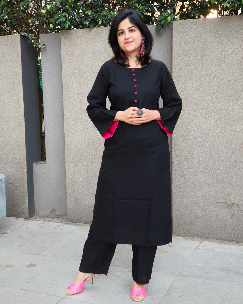 3/4th Sleeve Kurta & Pant Set | Elegant Ethnic Wear for Women