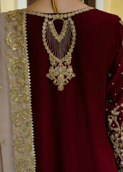 Designer Wine Maroon Embroidered Kurta Sharara Set with Dupatta