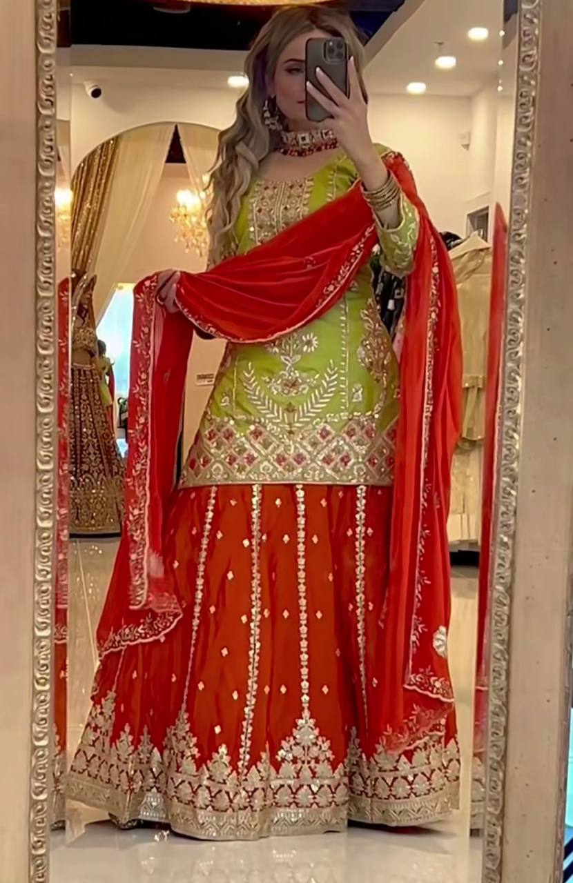 New Designer Heavy Chinnon Silk Plazzo Set With Dupatta-ND-5049