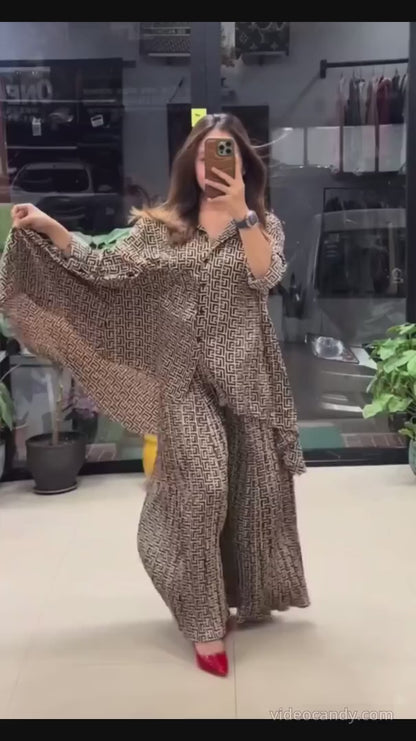 Zoya Mocha Flare Palazzo Set