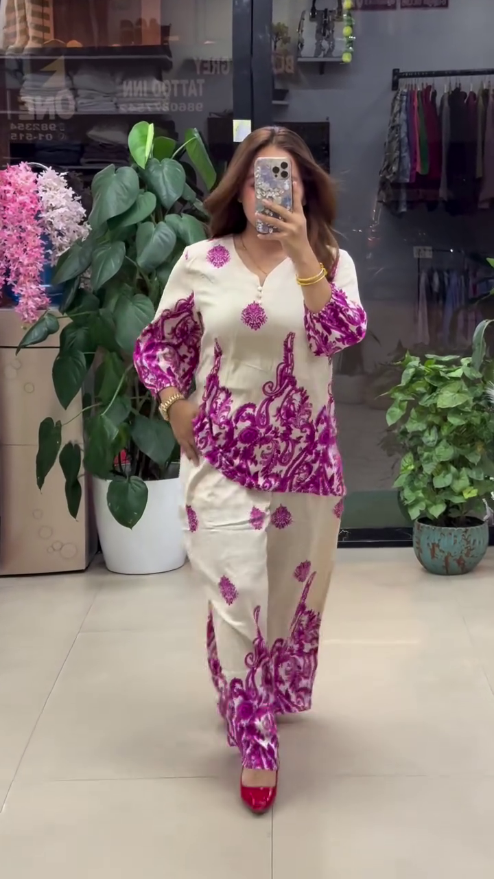 Women Stylish Pink Printed Co-ord Set